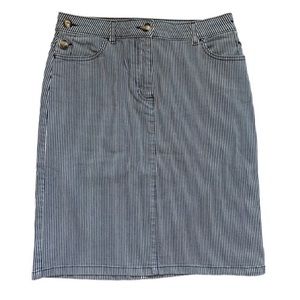 Caroll Paris Railroad Stripe Stretch Pencil Skirt Navy & White Casual 36/Small